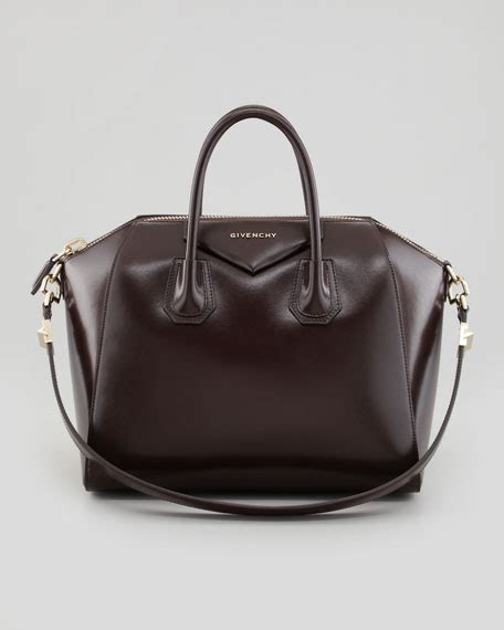 buy givenchy medium shiny antigona dark brown handbag|givenchy antigona shopper tote.